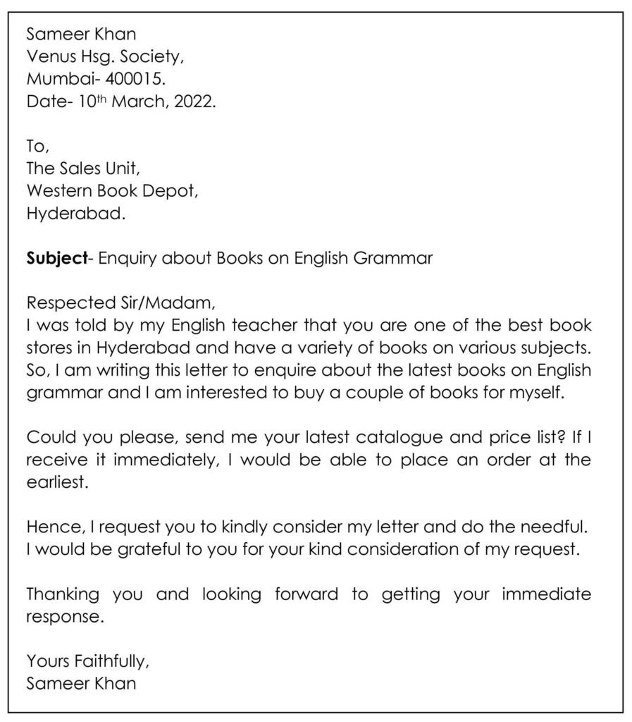Formal Letter_enquiry about english grammar books